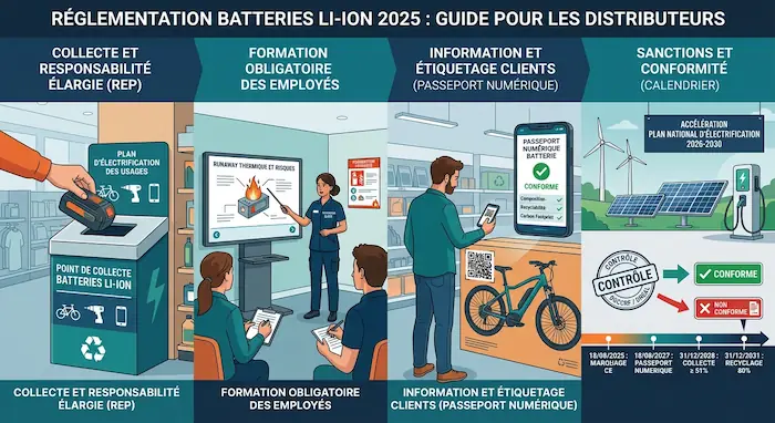 Réglementation batteries Li-ion 2025 : ce que doivent faire les distributeurs