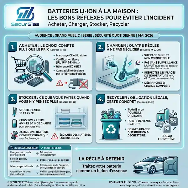 Batteries Li-ion à la maison : acheter, charger, stocker, recycler. Ce que personne ne vous a dit.