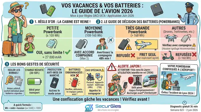 Batteries Li-ion en cabine : ce que vous avez le droit d'emporter en avion