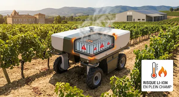 Engins agricoles électriques : tracteurs autonomes et risque Li-ion en plein champ
