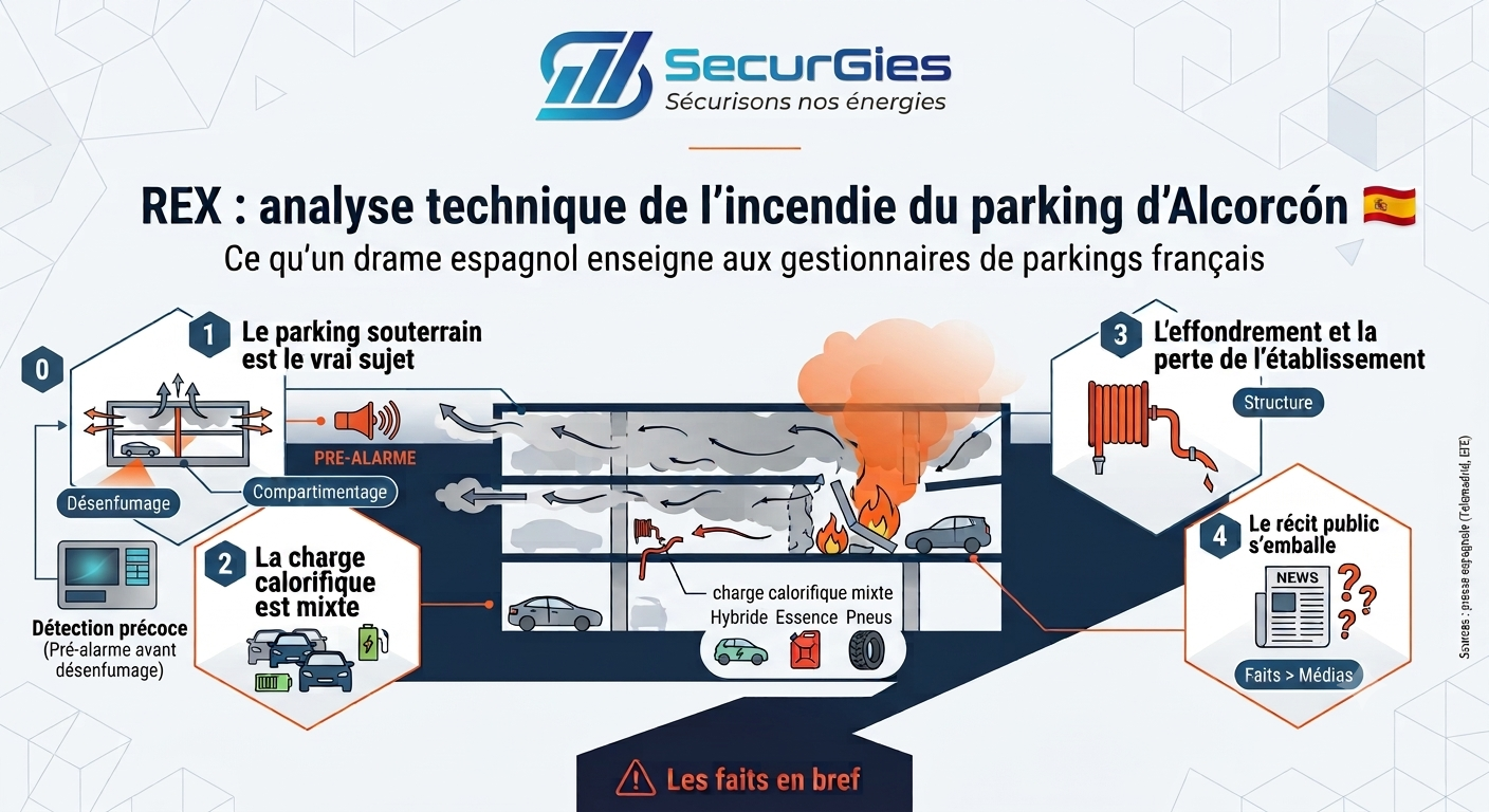 Retour d'expéreince - Analyse technique de l'incendie du parking d'Alcorcón : ce qu'un drame espagnol enseigne aux gestionnaires de parkings français