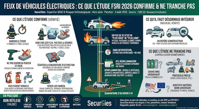 Feux de véhicules électriques : ce que l'étude FSRI 2026 confirme, et ce qu'elle ne tranche pas