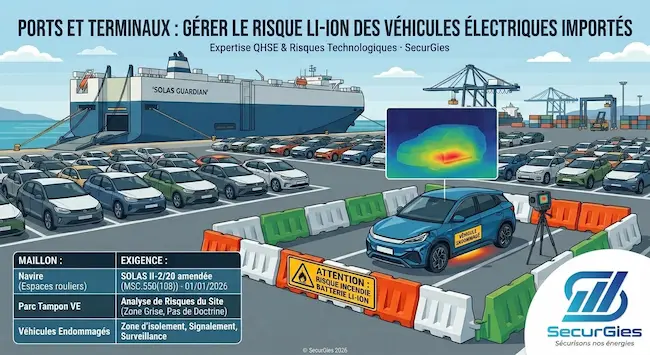 Ports et terminaux : gérer le risque Li-ion des véhicules électriques importés, du navire au parc tampon